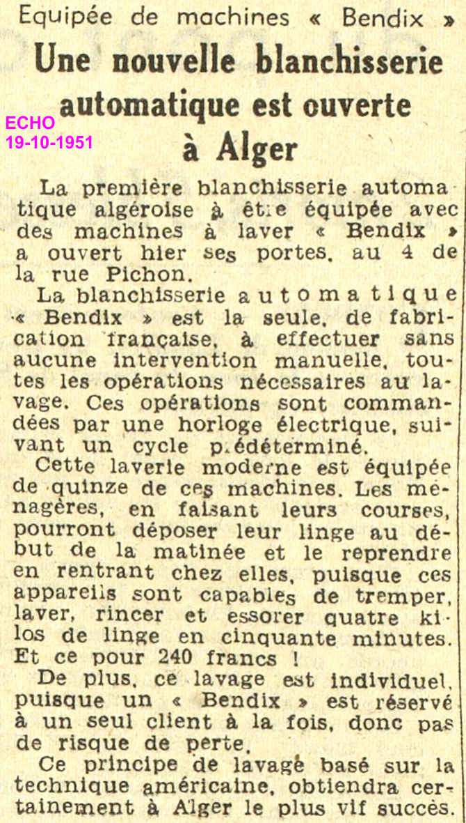 Équipée de machines " Bendix "