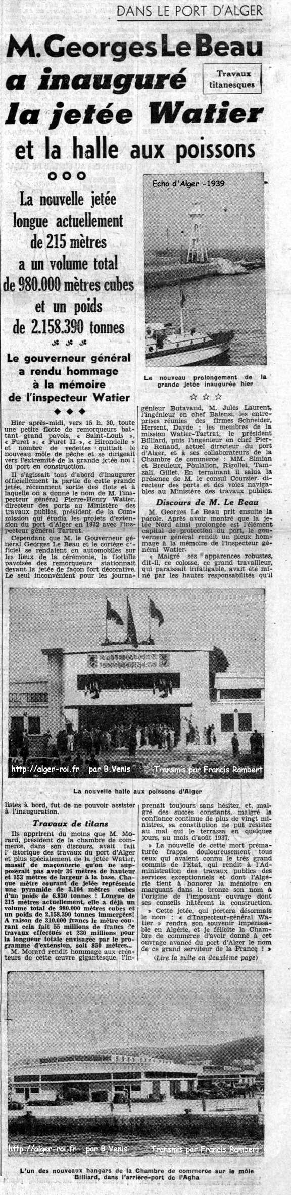 l'amiraute et la douane,inauguration de la jetee watier