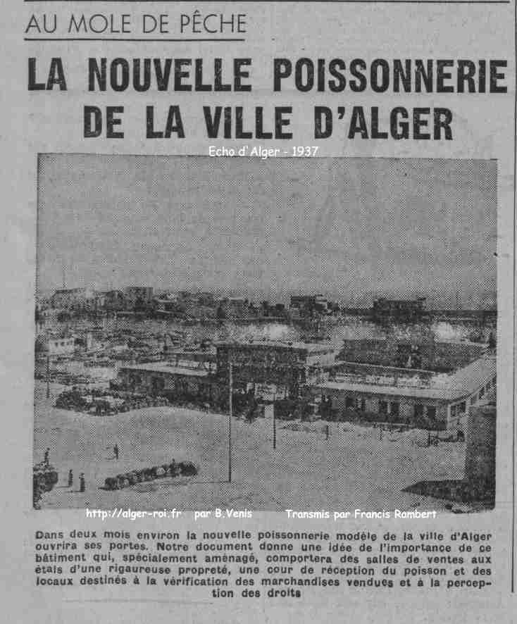 AU MOLE DE PÊCHE LA NOUVELLE POISSONNERIE DE LA VILLE D'ALGER