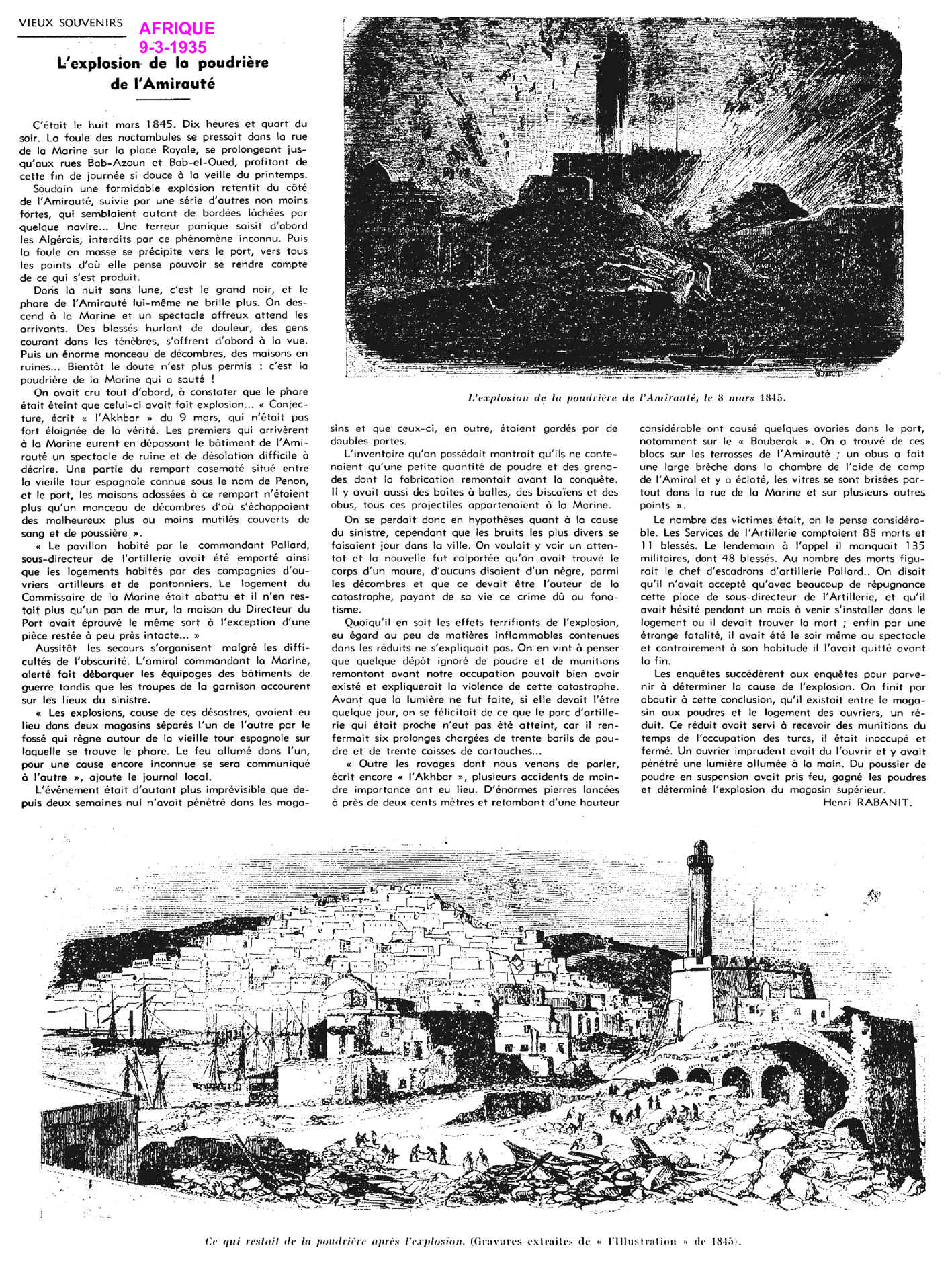 L'explosion de la poudrière de l'Amirauté