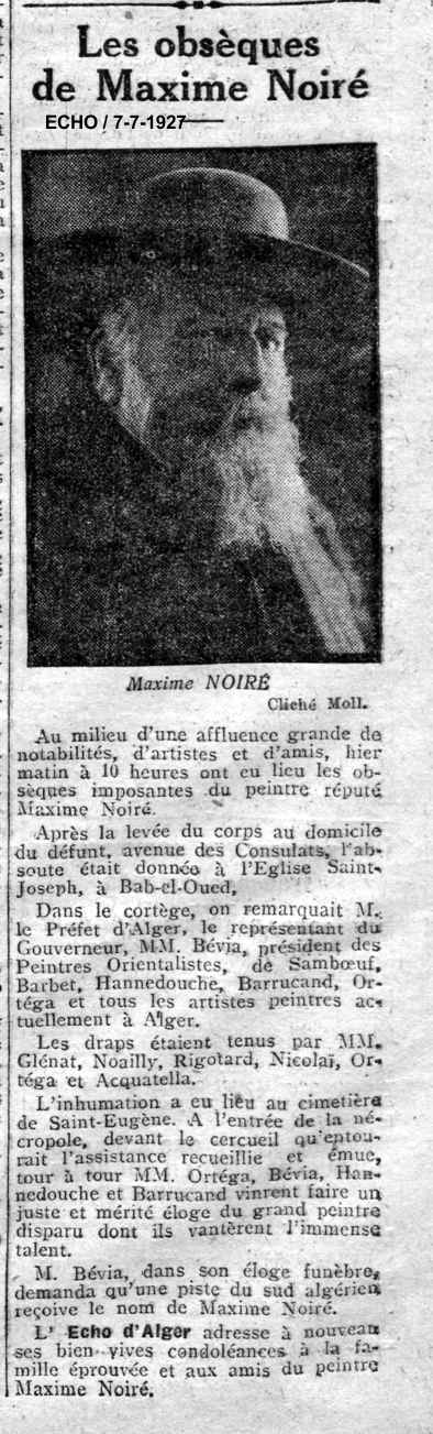 Mort et obsèques de Maxime Noiré