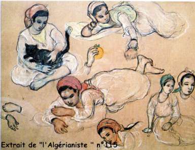 " Fillette d'Alger au chat noir ", feuille d'études, 