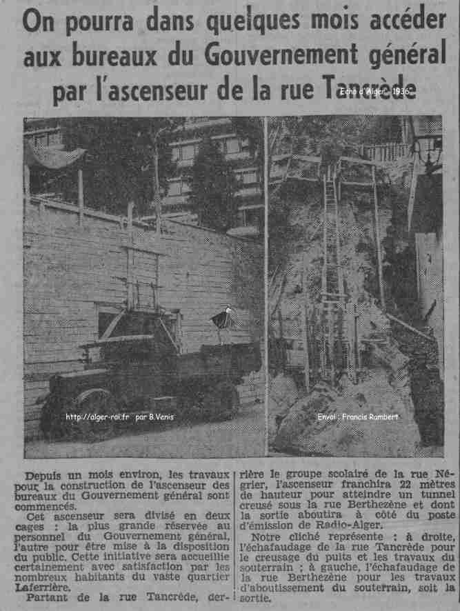 alger,l'ascenseur de la rue tancrede et berthezene