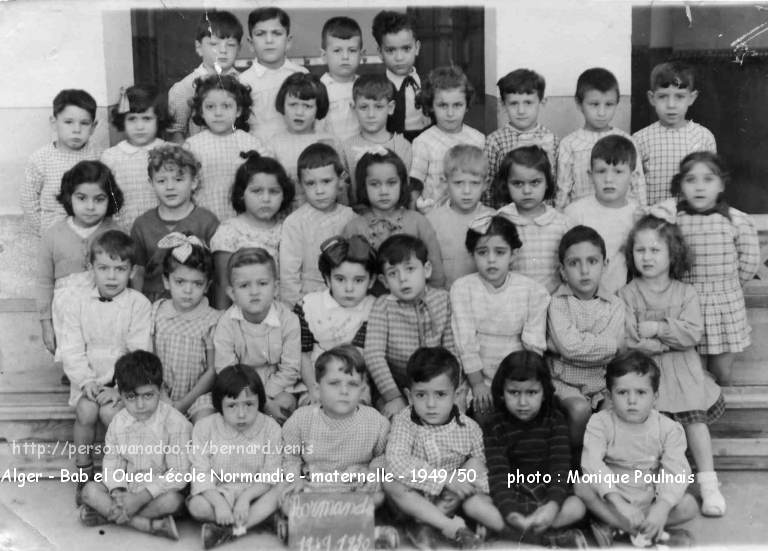 maternelle, 1949-1950, École rue de Normandie, entre église et place Lelièvre. 