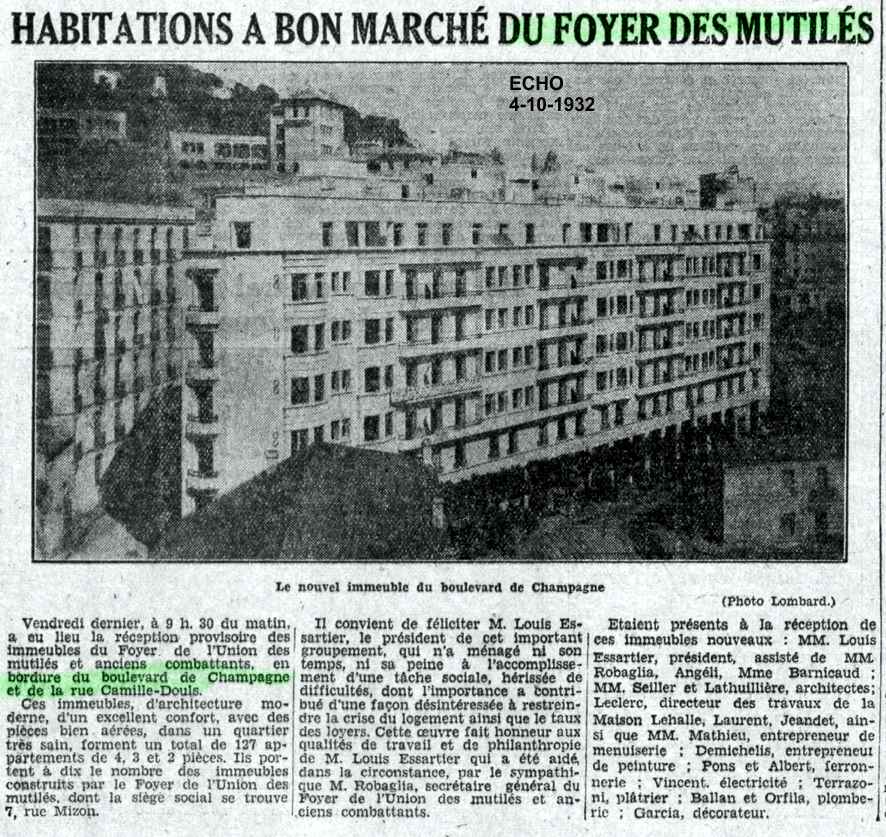 HABITATIONS A BON MARCHÉ DU FOYER DES MUTILÉS