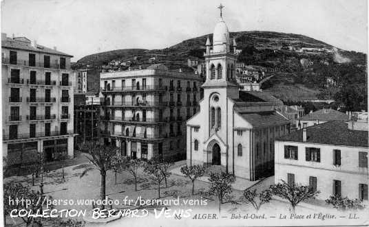 Alger, Bab-el-Oued, place Lelièvre et église Saint-Joseph