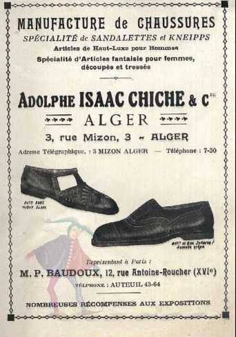 bab-el-oued,adolphe isaac chiche,manufacture de chaussures,rue mizon