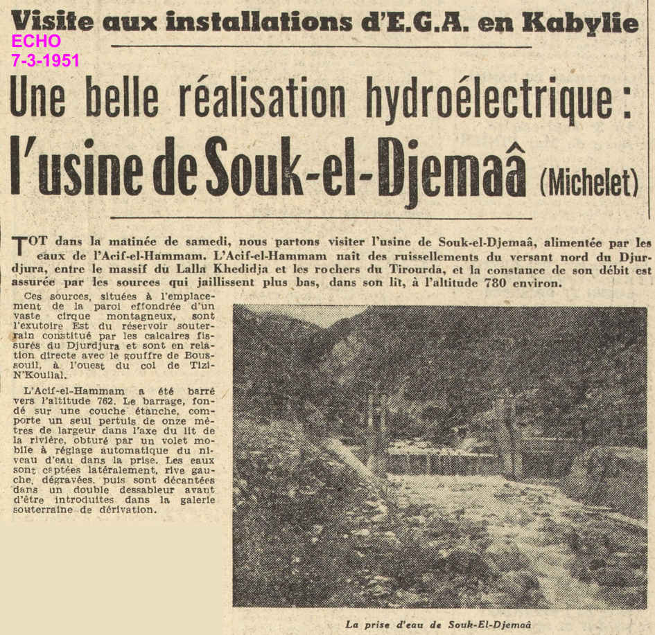 Visite aux installations d'E.G.A. en Kabylie