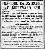 TRAGIQUE CATASTROPHE AU BOULEVARD BRU