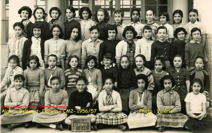 classe: CM2 , 1956-1957, École de filles, rue Darwin