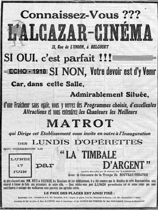 L'ALCAZAR CINÉMA - 1918