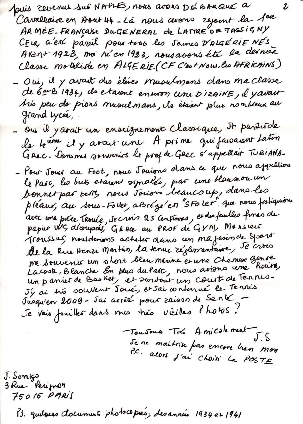 lycee ben-aknoun,souvenirs de jacques sonigo,page 2