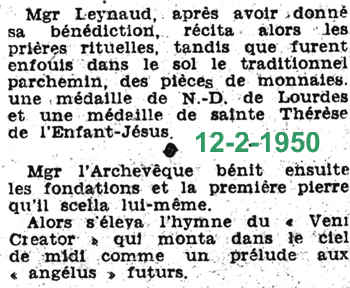 Hier a été bénie la première pierre de l'église de BÉRARD