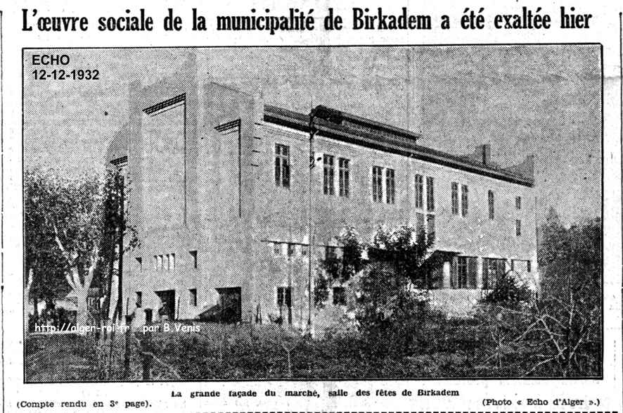 La grande façade du marché, salle des fêtes de Birkadem