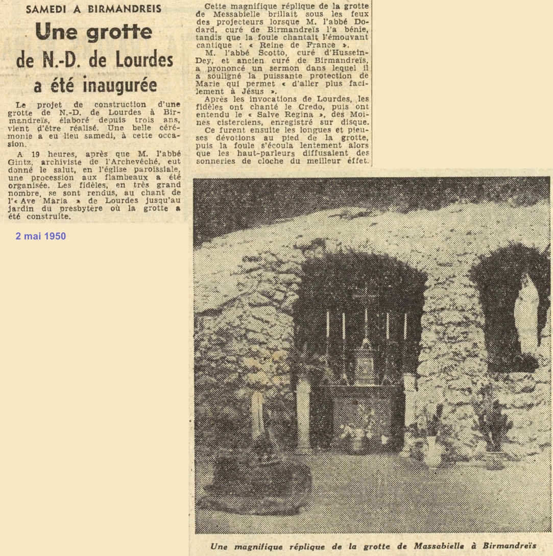 Une grotte de N.-D. de Lourdes a inaugurée