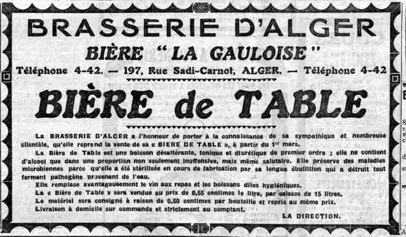 la brasserie d'Alger , bière "la Gauloise "