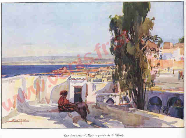 les terrasses d'Alger,aquarelle