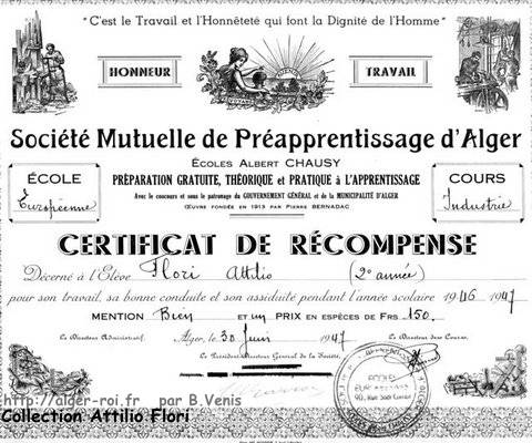 certificat de récompense