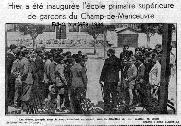 champ de Manoeuvres,inauguration de l'ecole superieure de garcons