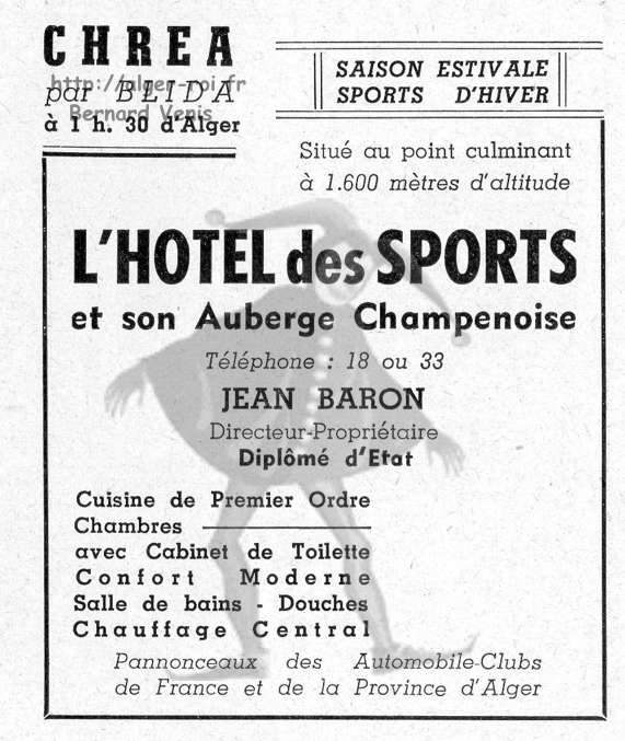 chrea,hotel des sports,jean baron