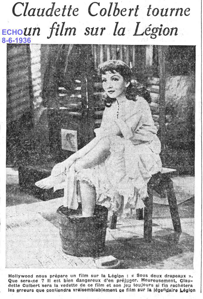 Claudette Colbert tourne un film sur la Légion