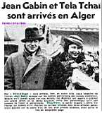 Jean Gabin et Tela Tchaï sont arrivés en Alger