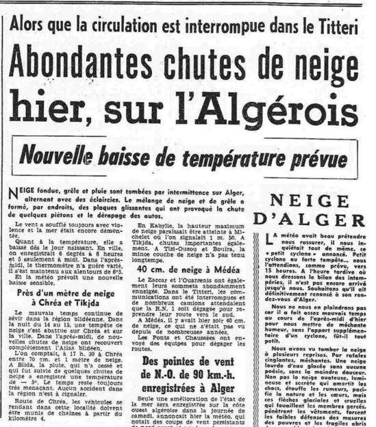 Abondantes chutes de neige hier, sur l'Algérois