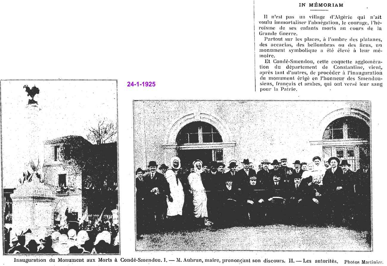 INAUGURATION DU MONUMENT AUX MORTS