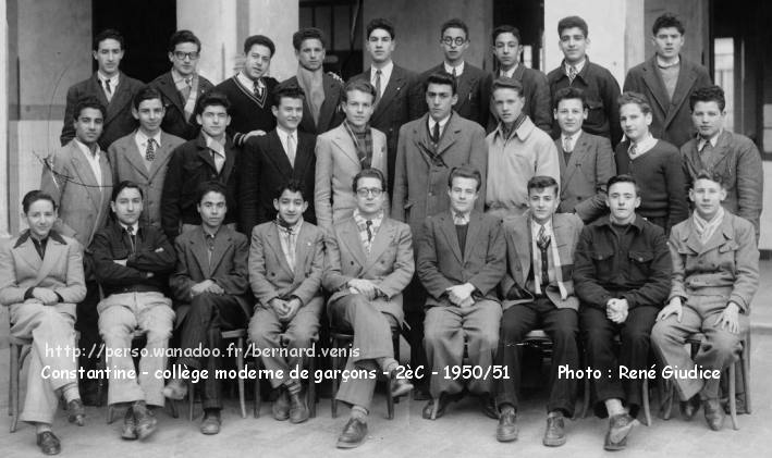 le collège moderne de garçons, classe de seconde C, 1950-1951