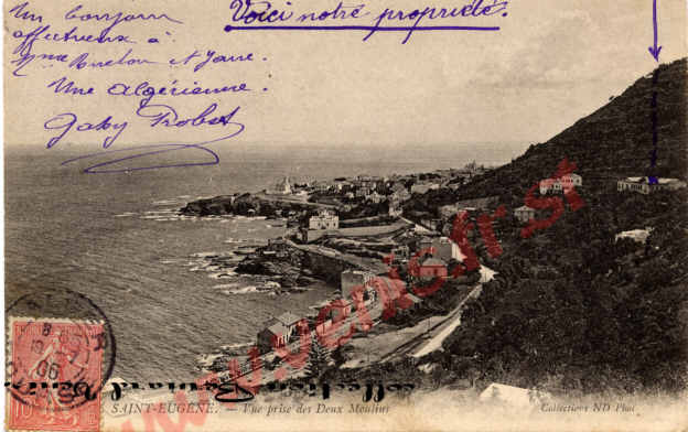 Vue prise des Deux-Moulins, écrite le 19 janvier 1906. 