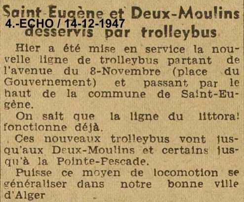 La ligne de trolleybus Alger - Deux Moulins