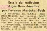 La ligne de trolleybus Alger - Deux Moulins