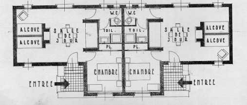 Plan d'aménagement intérieur de deux appartements jumaux 