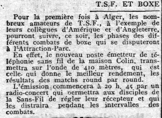 T.S.F. et BOXE