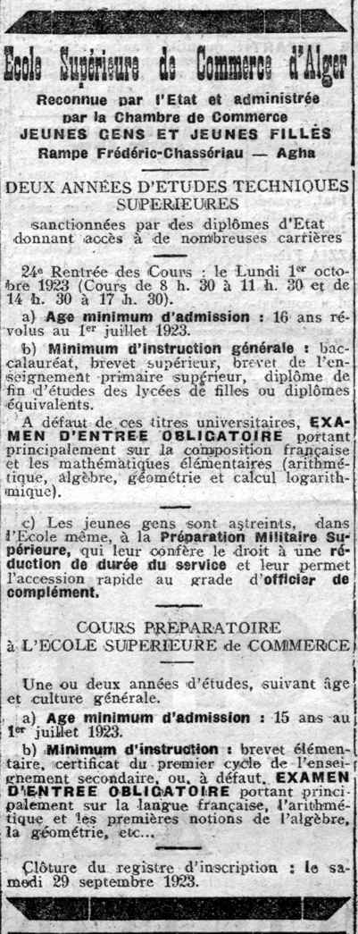 24e rentrée des cours,ecole superieure de commerce