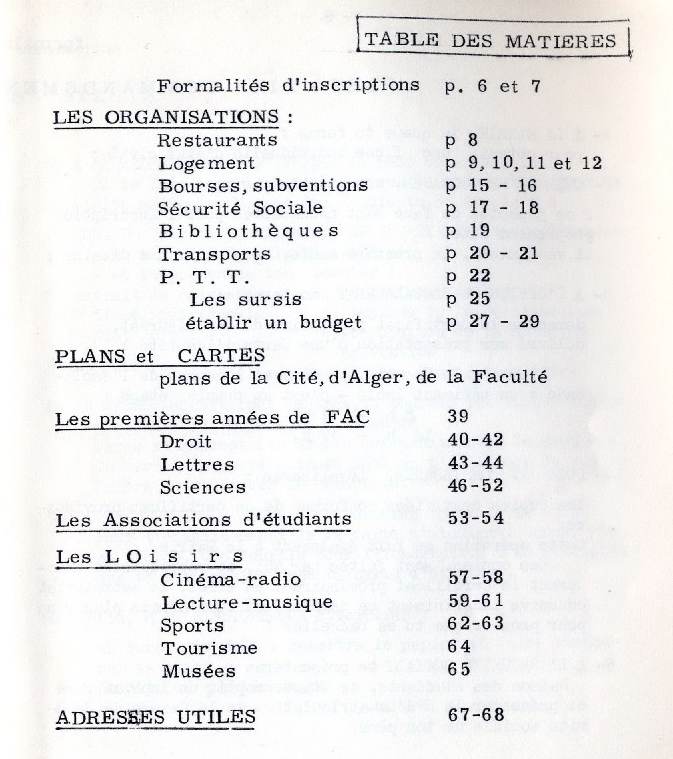 Table des matières