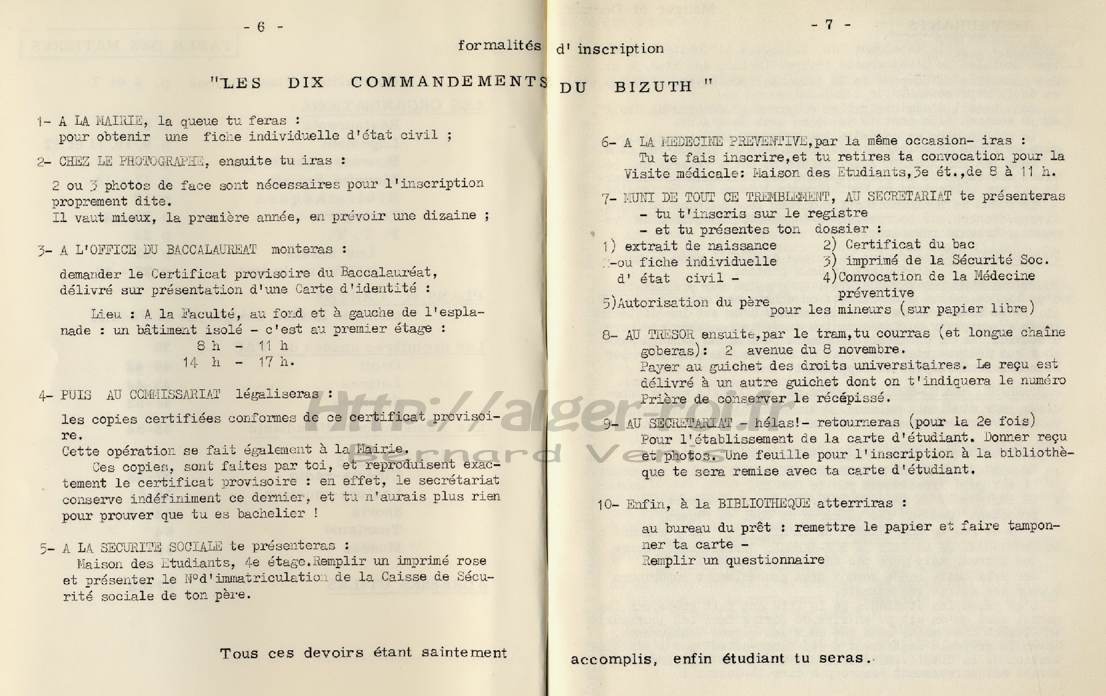 Les dix commandements du bizuth