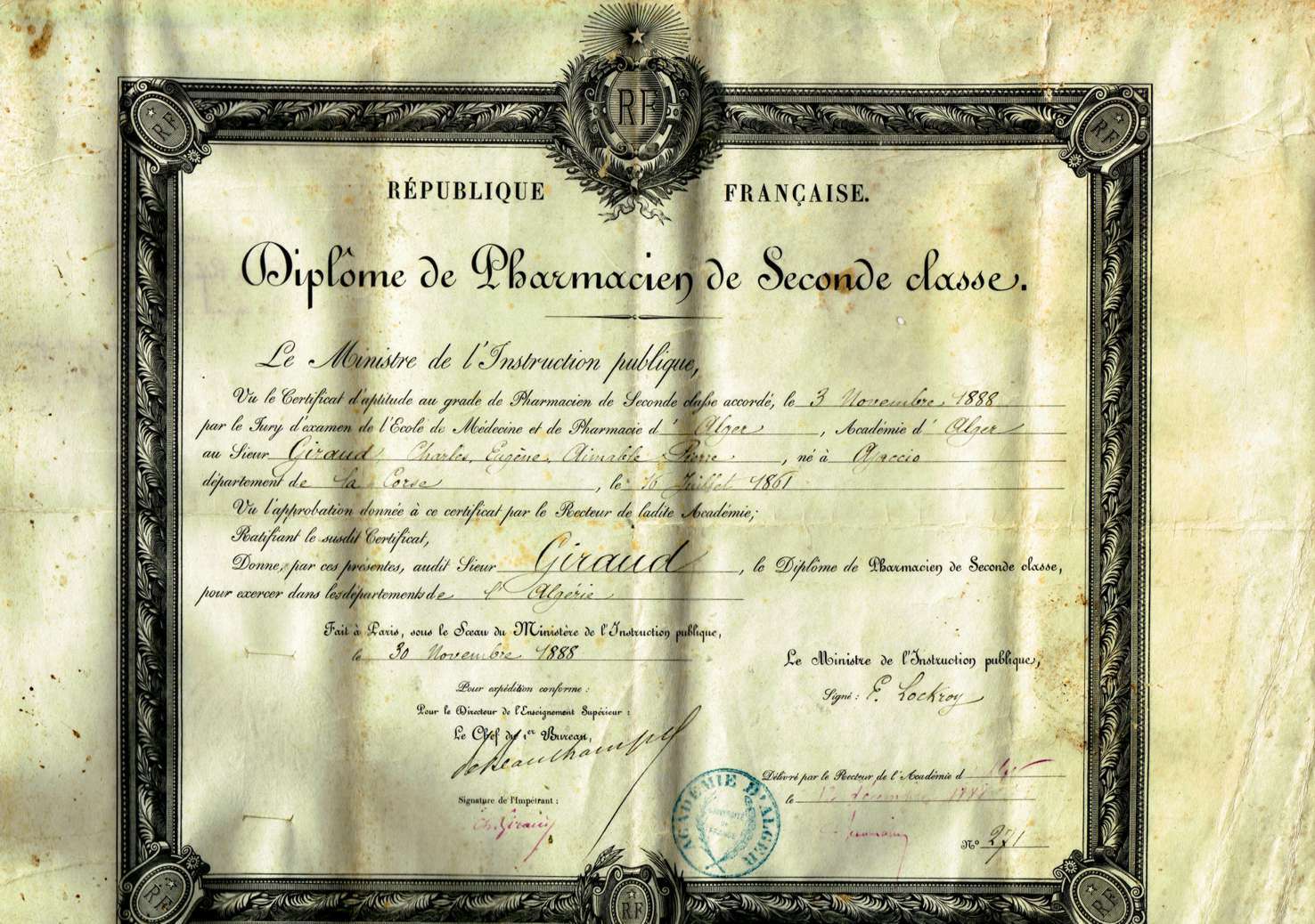 faculté des sciences,diplome de pharmacien,giraud,croci