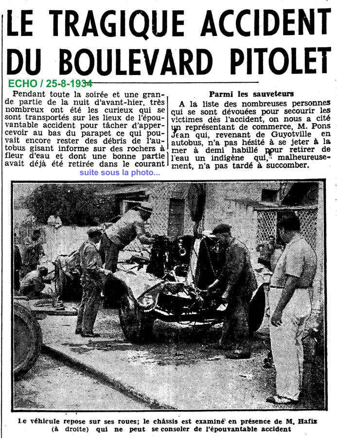 EFFROYABLE ACCIDENT BOULEVARD PITOLET, A SAINT-EUGÈNE