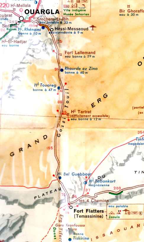 Fort Flatters (carte Michelin N°152, Sahara)