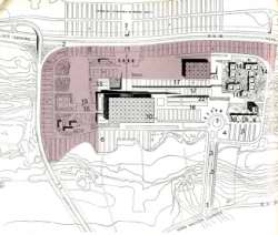 Plan général du projet actuel où la zone non colorée figure la première tranche des travaux.