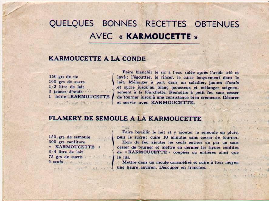 Karmoucette, quelques bonnes recettes