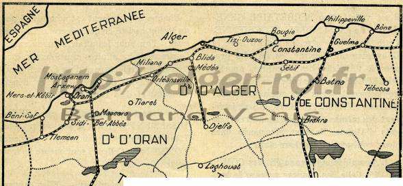 L'Algérie. - Divisions administratives, villes et chemins de fe