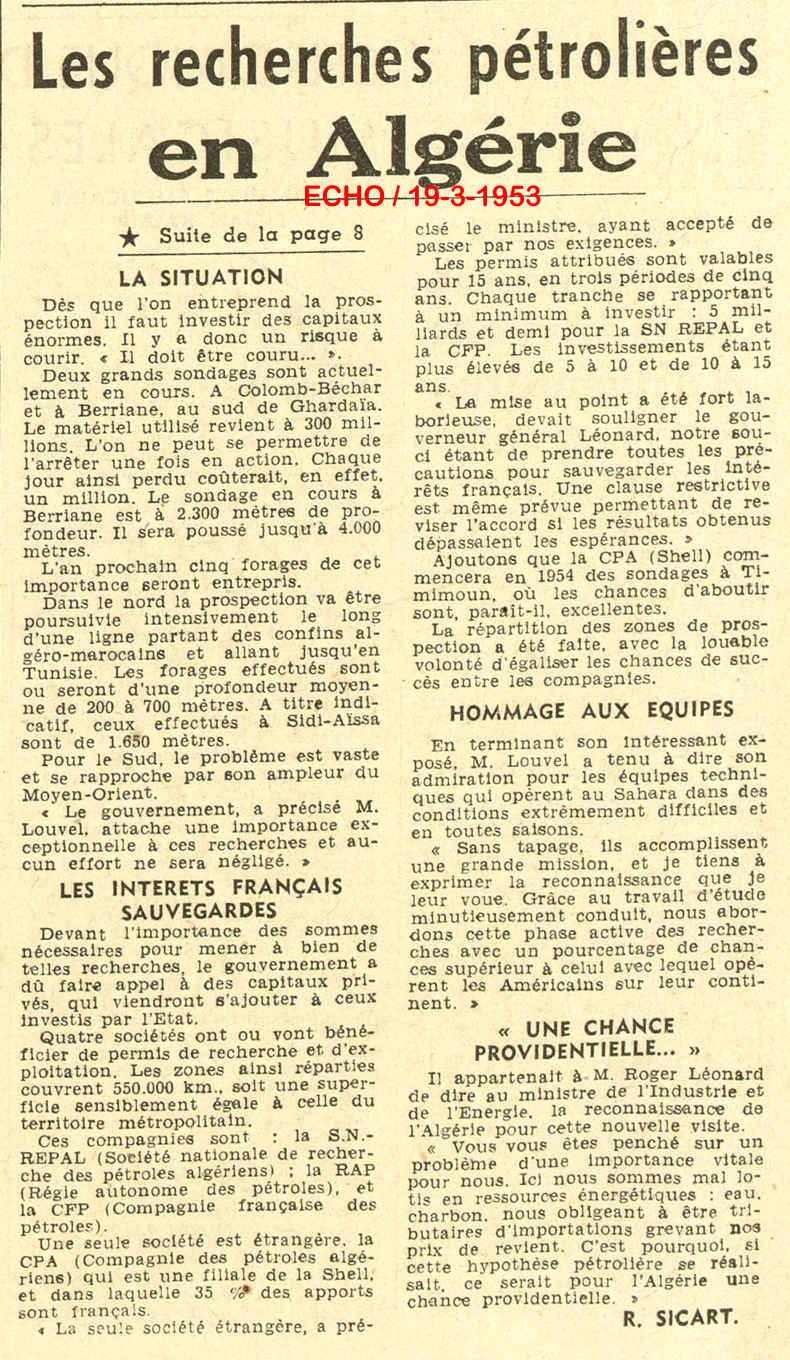 A PROPOS DES RECHERCHES PÉTROLIÈRES EN-ALGÉRIE 