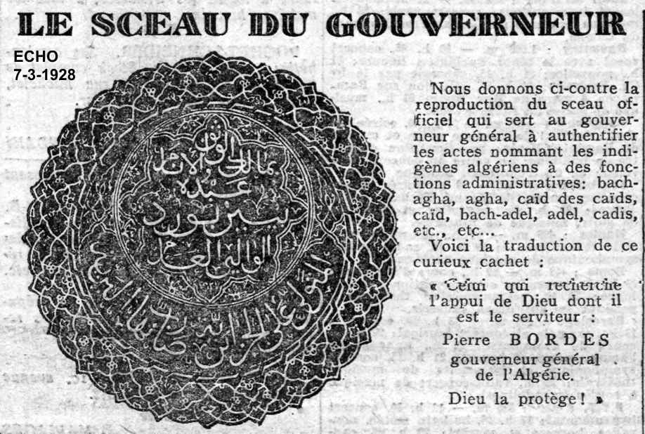 Le sceau du Gouverneur