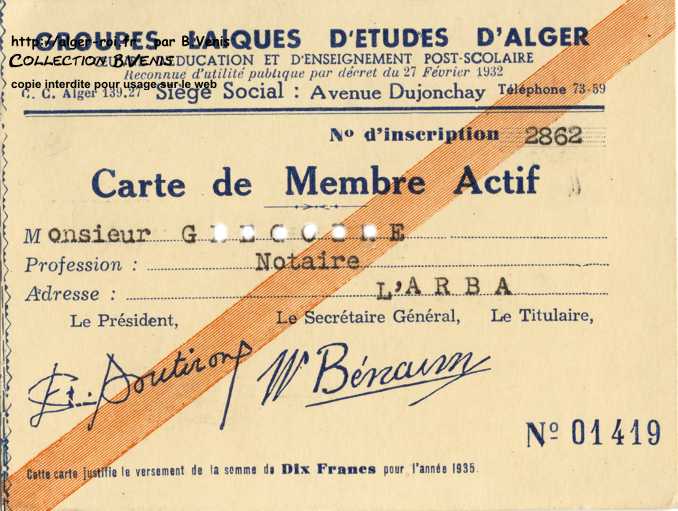 Carte de membre actif