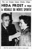 Heda FROST a reçu la médaille du mérite sportif 