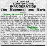 Inauguration d'un Monument aux Morts