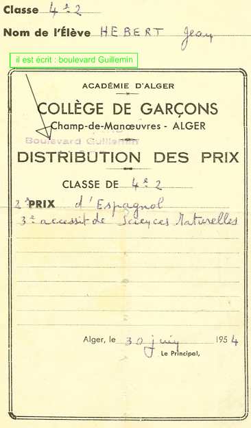 Collège Guillemin : Prix de fin d'année