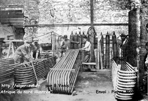 Batterie de sepentins refroidisseurs pour installation frigorifique. Essai à la pression de 30 kg.